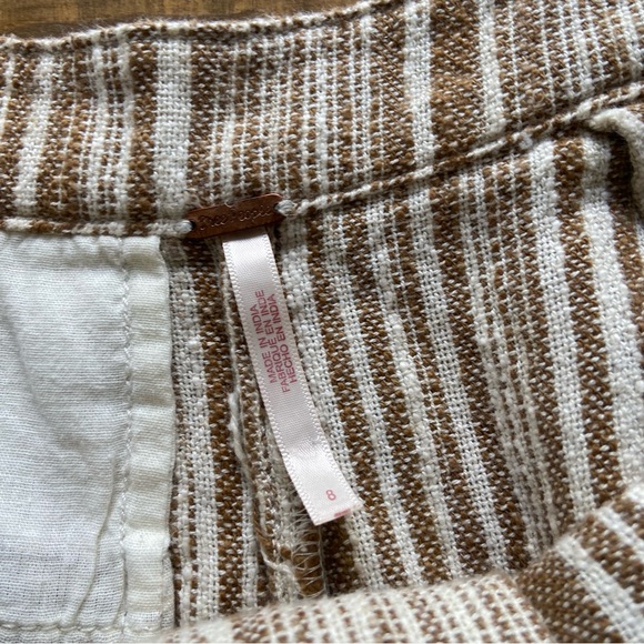 Free People Marta Yarn Stripe Dyed Trouser Pants-Brown/Ivory-8-Boho/Fringe Hem - Picture 4 of 7